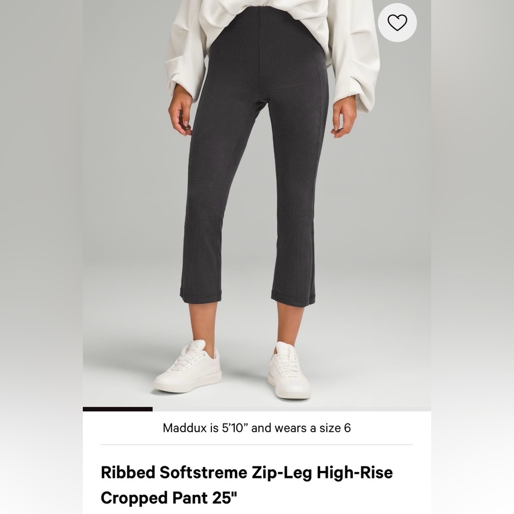 Ribbed softstreme zip leg high rise crop pants